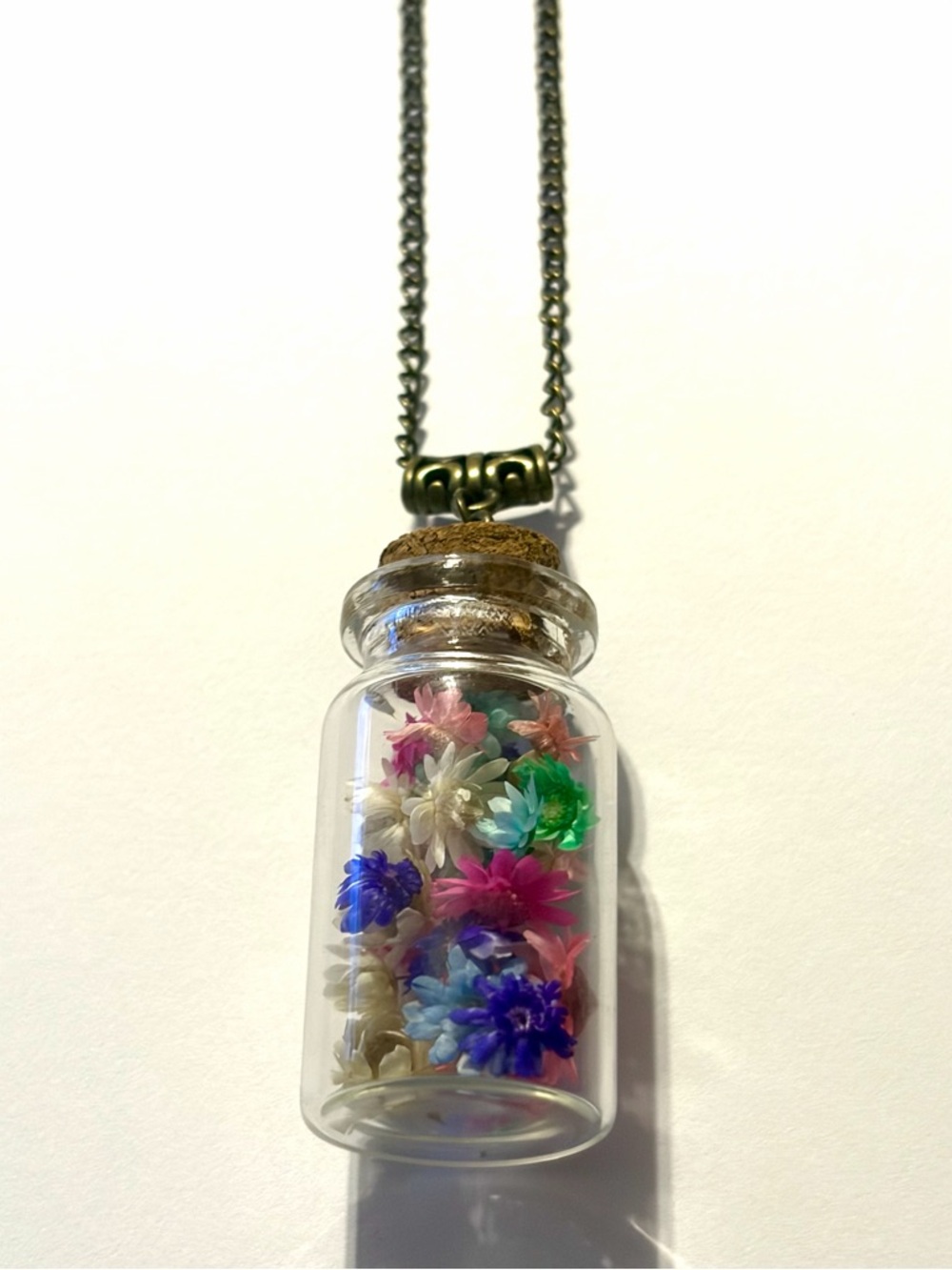 Pressed Flower Glass Bottle Necklace